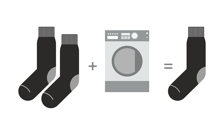 Socken verschwinden in der Waschmaschine