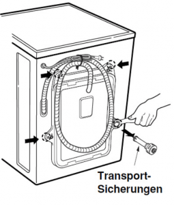 Transportsicherung einer Waschmaschine